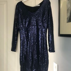 Never worn blue sequins short dress